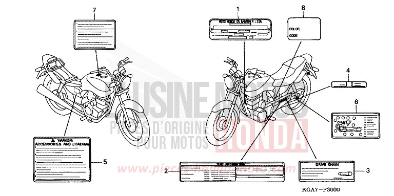 CAUTION LABEL for CG125 TITAN ES FORCE SILVER METALLIC (NH411) from 2004